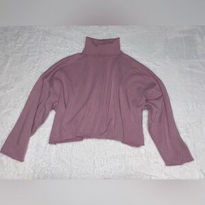 American Eagle Oversized Dust Rose Pink Sweater Cropped Turtle Cowl Neck Medium​